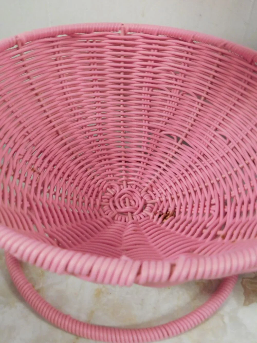 Pink Flamingo Wicker Rattan Woven Two Tier Basket